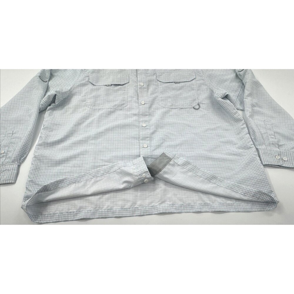 Performance Hiking Shirt Mens 2XL Blue Check Long Sleeve Button Fishing Vented - Picture 8 of 12